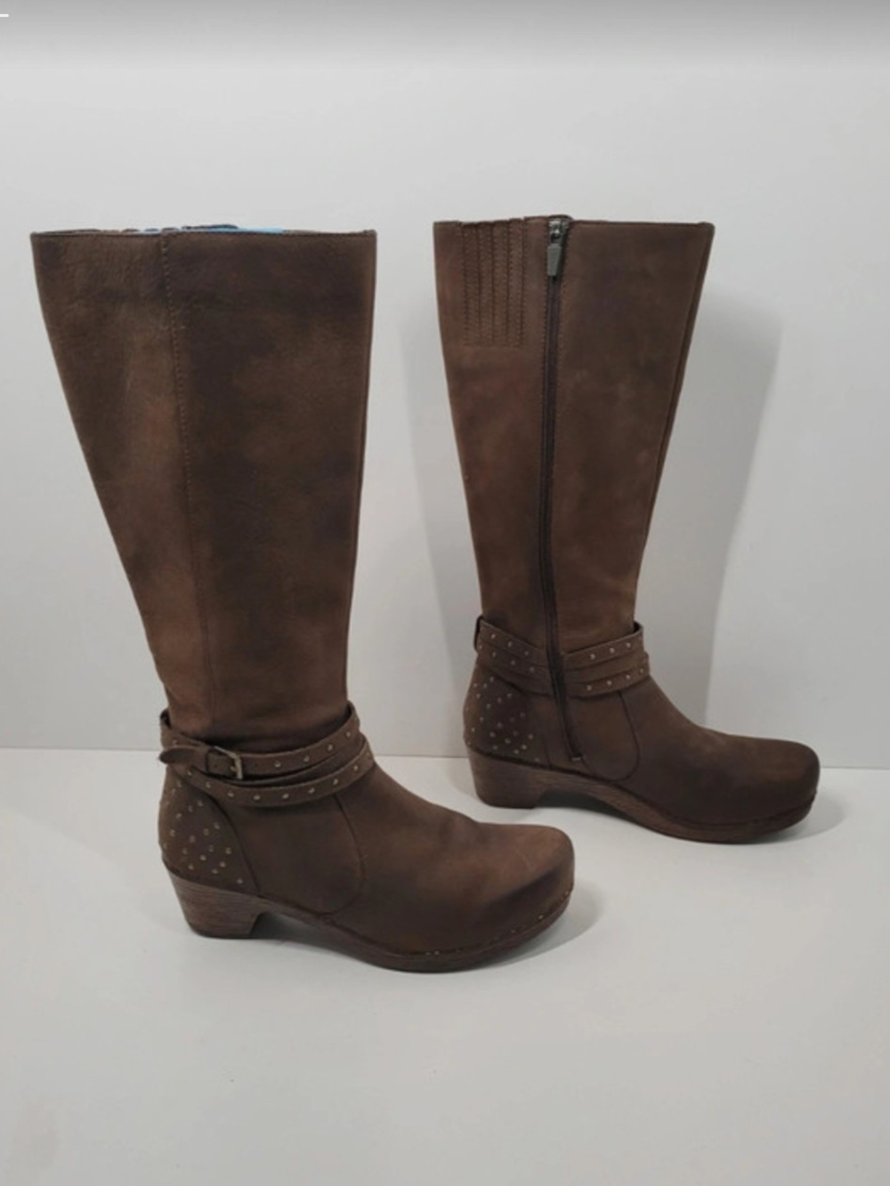 Dansko Brown Studded Mid-Calf Heeled Boots